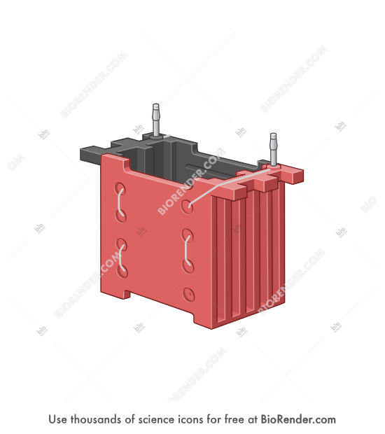Western blotting equipment (blot frame) - Editable icon of a blot frame for a western blot in a 3/4 view