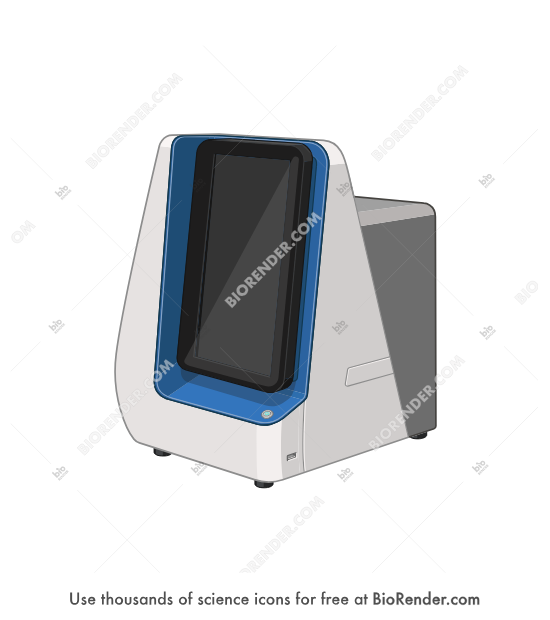 Single-cell capture system (BD Rhapsody) - Editable icon of a BD Rhapsody single-cell capture system in a 3/4 view