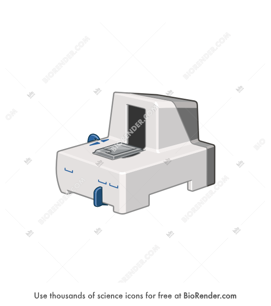 Single-cell partitioning system (BD Rhapsody express)  - Editable icon of a BD Rhapsody express single-cell partitioning system in a 3/4 view