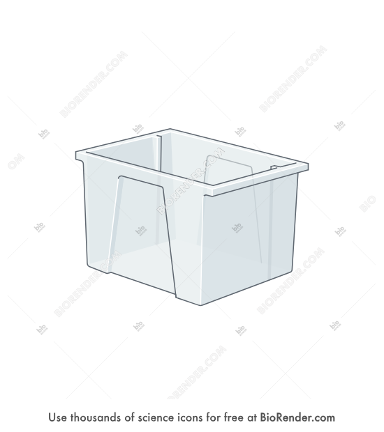 Western blotting equipment (blot chamber tank)  - Editable icon of a transparent blot chamber tank for western blot in a 3/4 view