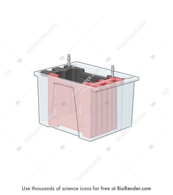 Western blotting equipment (blot chamber tank, with blot frame) - Editable icon of western bot equipment consisting of a blot frame inside of a blot chamber tank in a 3/4 view