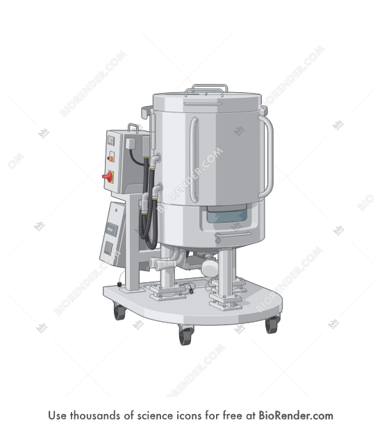 Single-use mixing system (Mobius Power MIX 500) - Editable icon of a mobius power MIX500 single-use mixing system in a 3/4 view