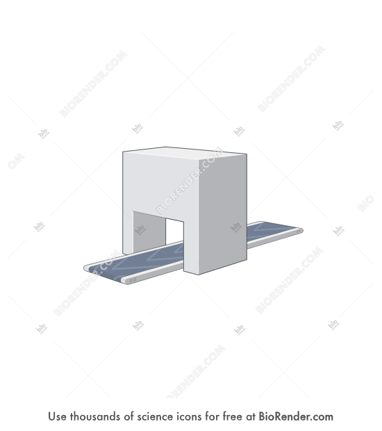 Vial filler - Editable icon of 3/4 view of vial filler with conveyor belt