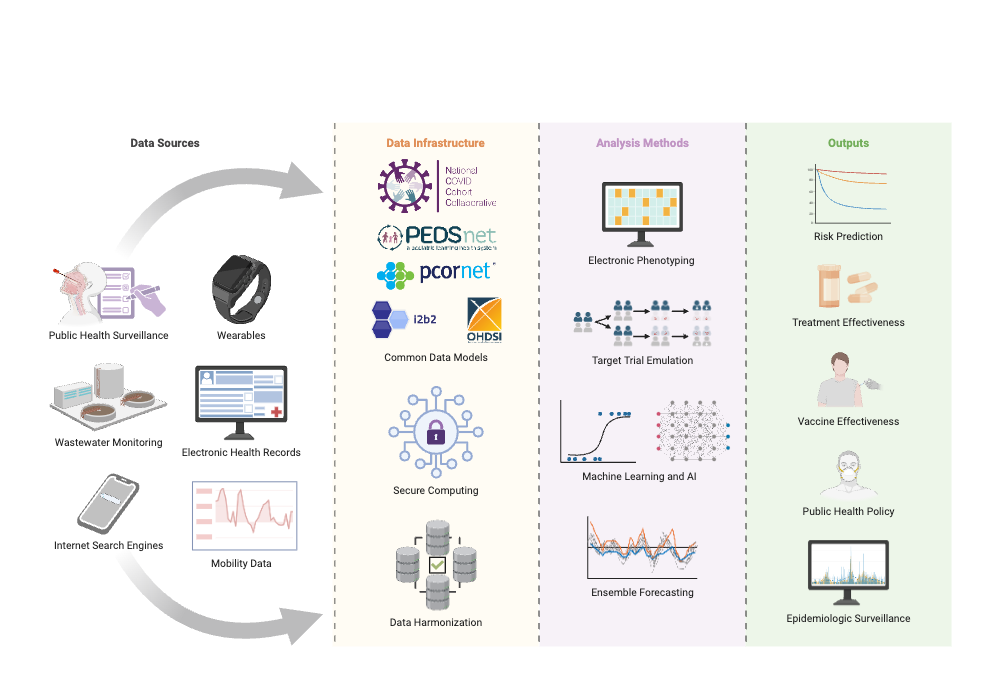 An editable high resolution scientific image depicting Data Sources of Infectious Diseases Research