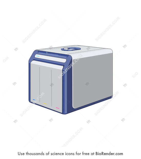 NMR spectrometer (X-Pulse)  - Editable icon of an X-pulse NMR spectrometer in a 3/4 view
