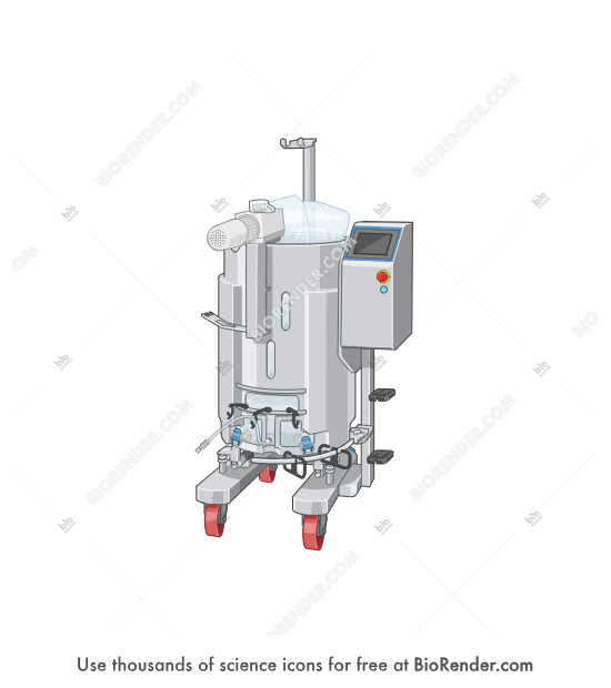 Single-use Mixer (HyPerforma, 200L) - Editable icon of a 200L HyPerforma single-use mixer in a 3/4 view