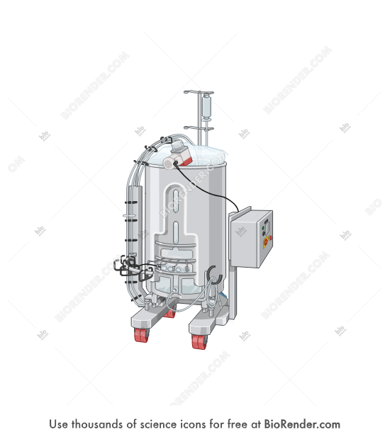 Single-use bioreactor (HyPerforma, 250L) - Editable icon of a 250L HyPerforma single-use mixer in a 3/4 view