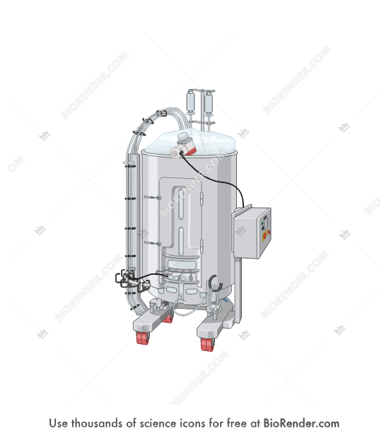 Single-use bioreactor (HyPerforma, 500L) - Editable icon of a 500L HyPerforma single-use mixer in a 3/4 view