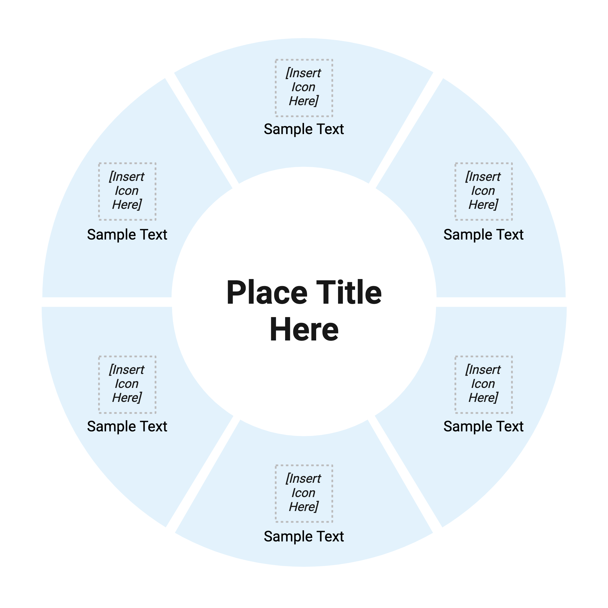An editable high resolution scientific image depicting Circular Diagram (Layout, 6x1)