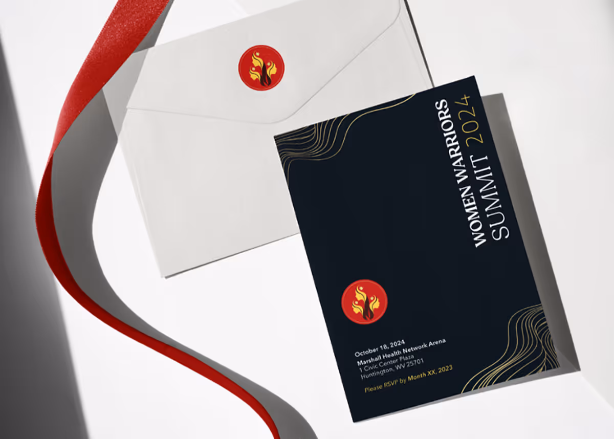 Invitation with envelope and red ribbon