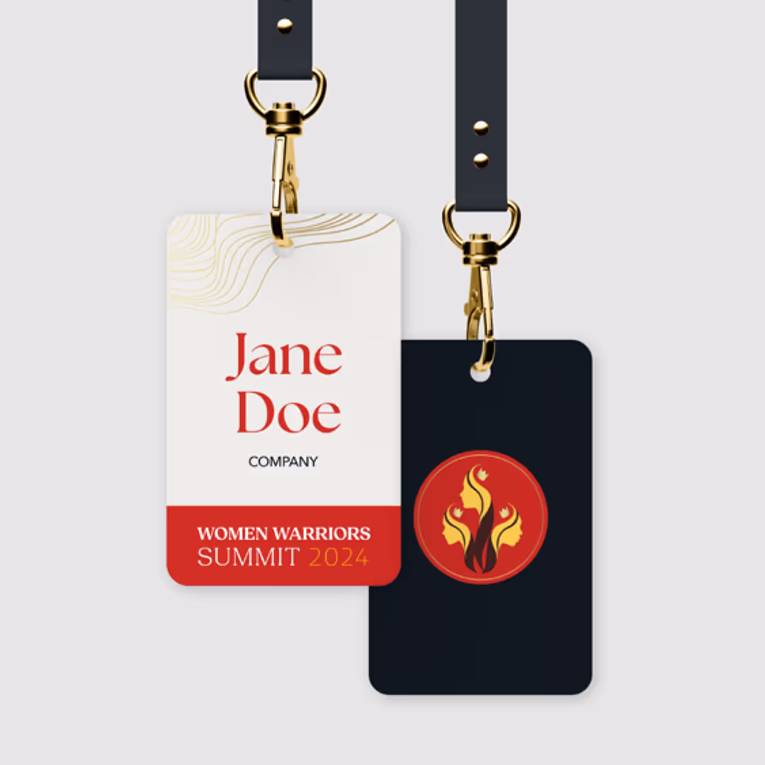 Name tag on a lanyard
