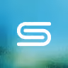 White stylized letter S logo on a gradient blue and green background.