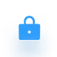 Icon of a robot head with a padlock symbol on its face, representing privacy or security.