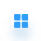 Icon showing four rounded squares arranged in a 2x2 grid on a blue textured circular background.