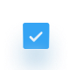 Blue square icon with a white checkmark in the center.