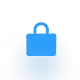 Blue shield icon with a checkmark in the center, representing security or protection.