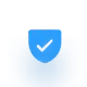 Blue shield icon with a white checkmark symbolizing security or protection.
