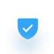Blue shield icon with a white checkmark symbolizing security or protection.