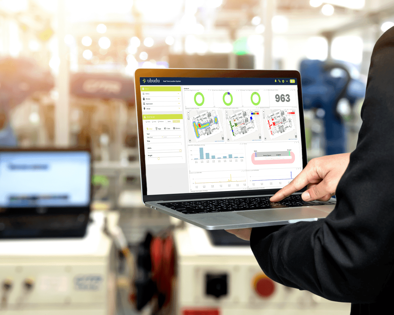 RTLS applications used on pc in a factory