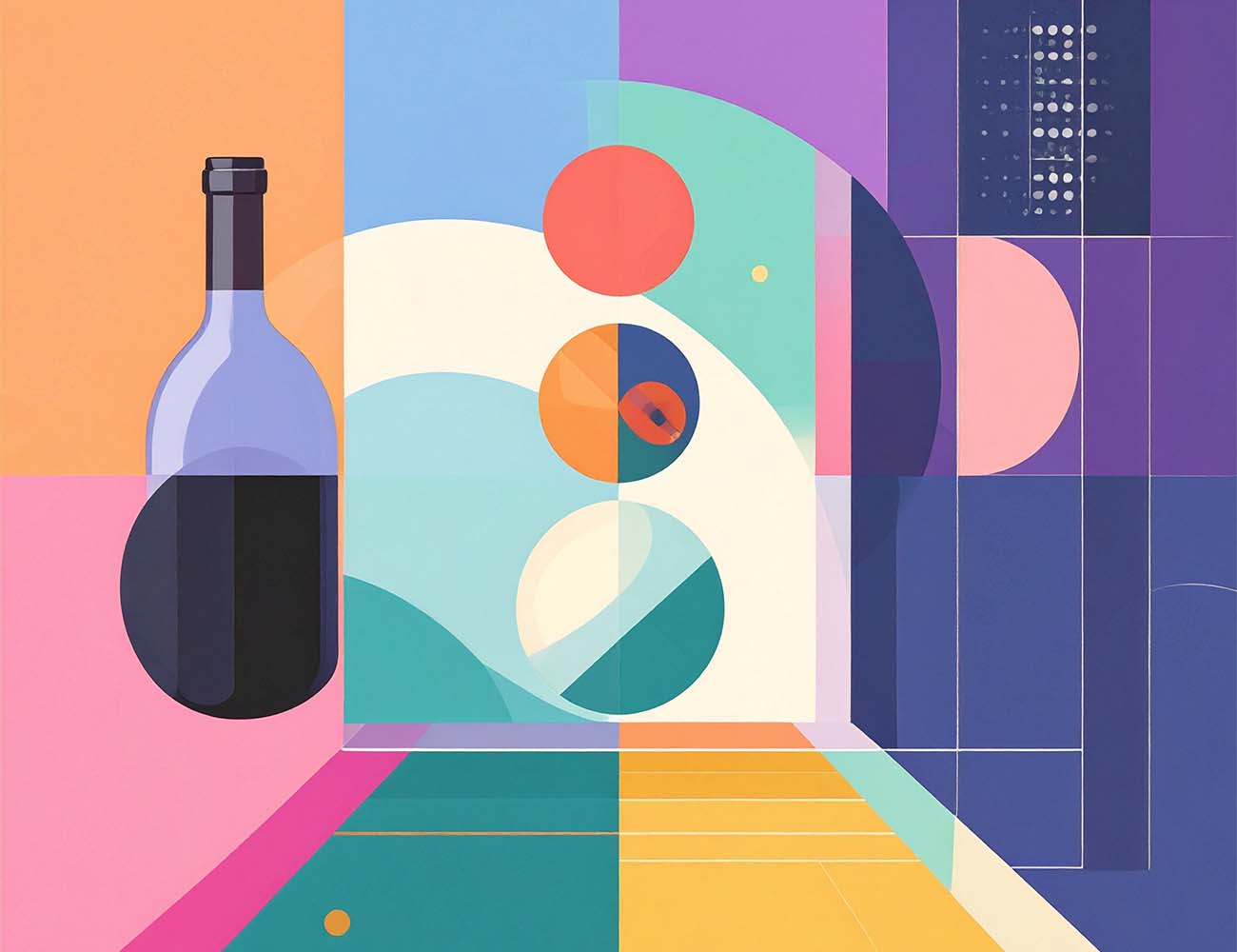 generated AI image of a wine bottle and a dashboard in an abstract fashion