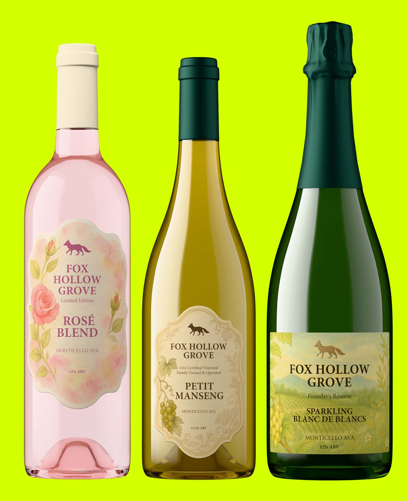 3 wine bottle knockouts entirely created virtually thanks to Outshinery Lite for only $29 each
