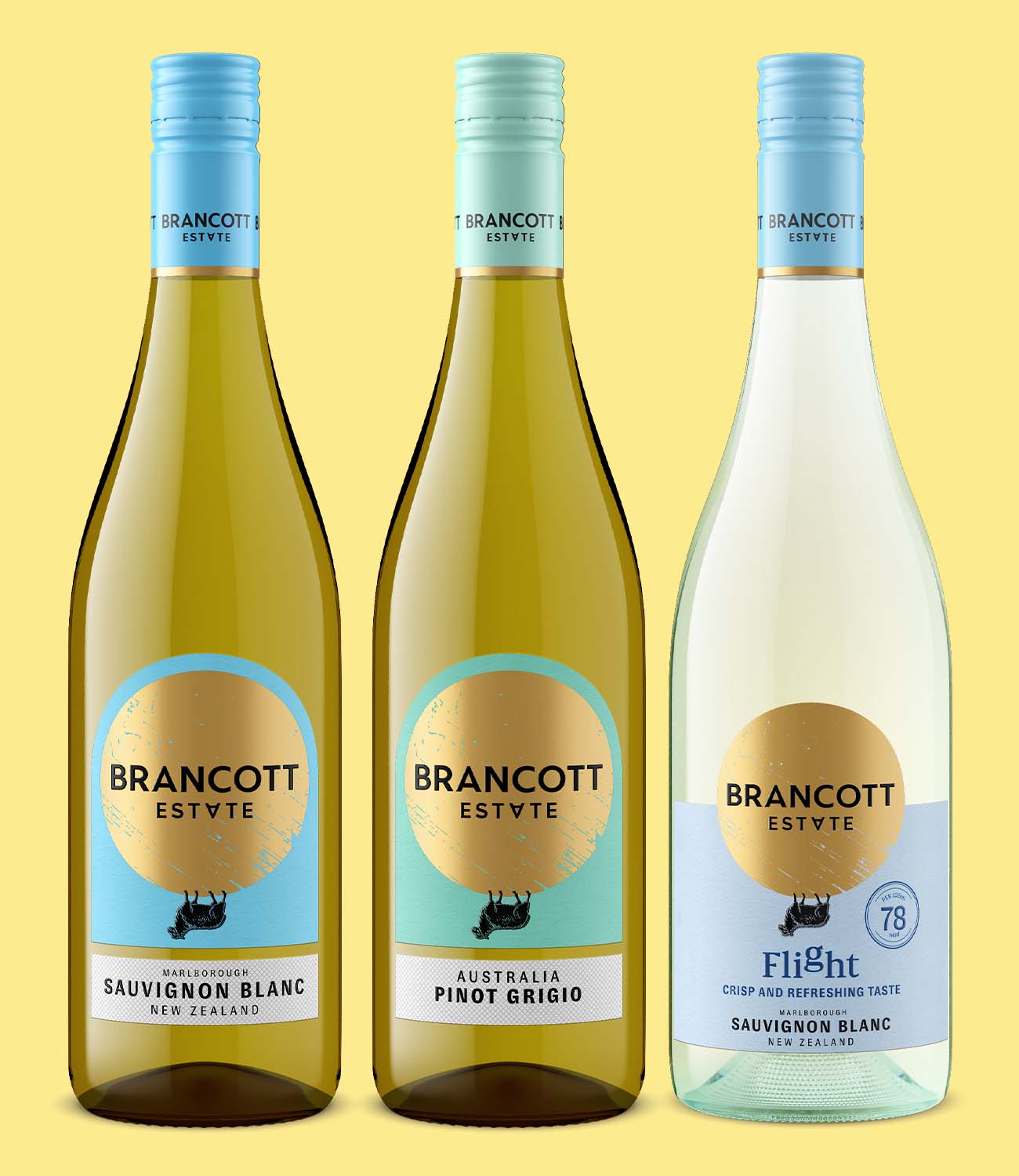 Brancott Estate wine bottles displayed side by side using digital twins to showcase varietal and label variations at scale