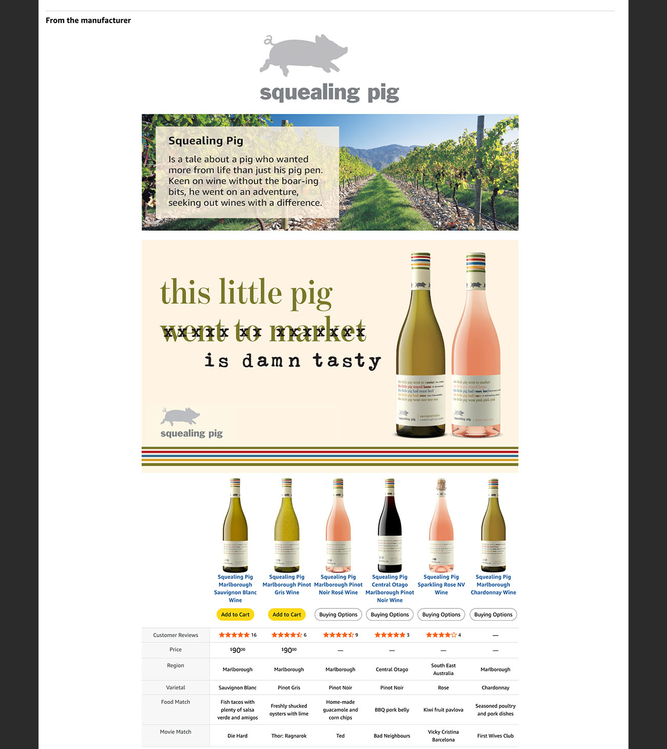 Winery e-commerce website showing a grid of wine bottles with consistent product imagery across multiple SKUs.