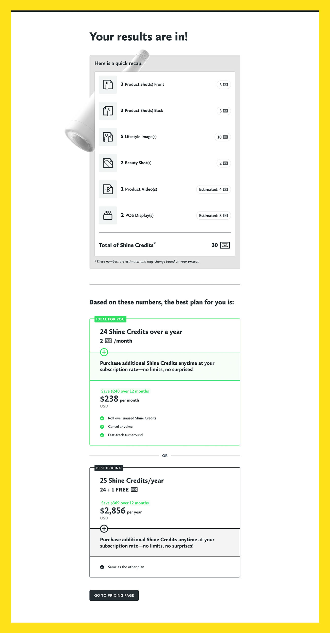 The Outshinery Studio calculator let beverage brands figure out how much they need to spend with the service to meet theirneeds