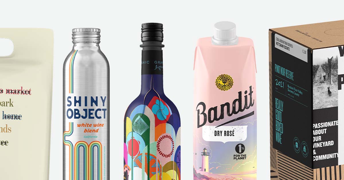 Alternative and sustainable wine packaging containers for product photography