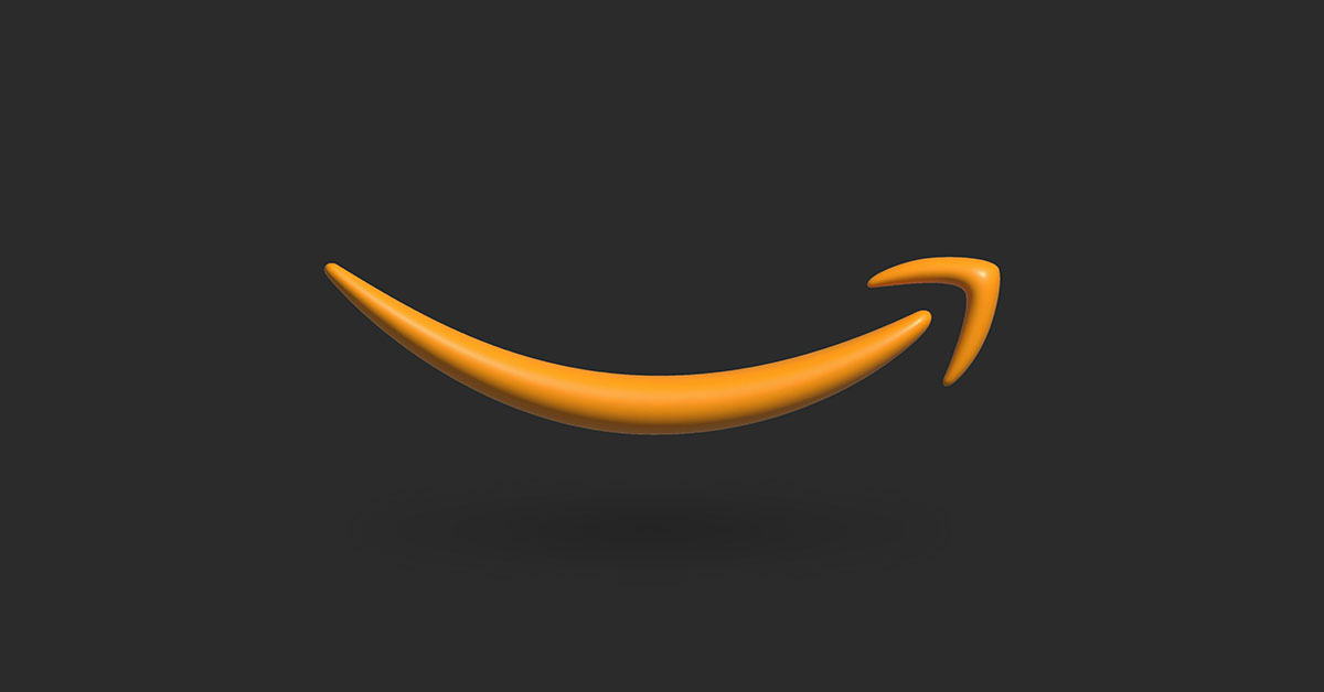 Amazon logo on a grey background