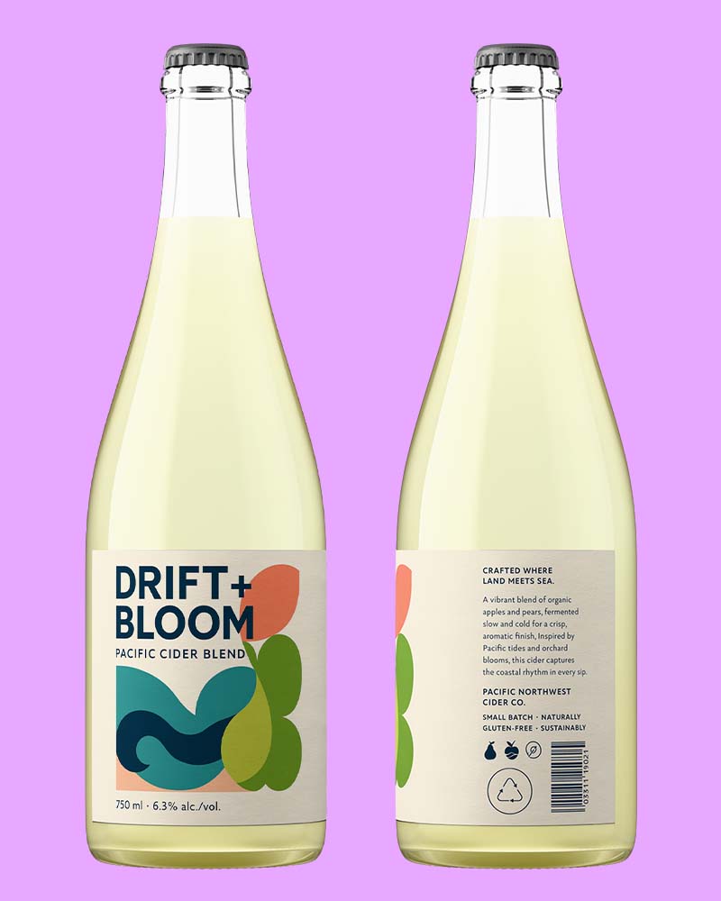Two cider bottles displayed side by side on a clean background, used as a call-to-action visual for bottle shots by Outshinery Lite.