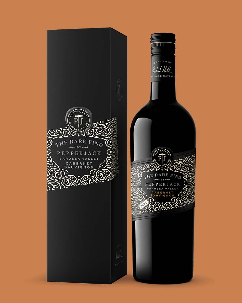 a premium bottle of Australian Cabernet Sauvignon from Barossa Valley next to its accompanying box