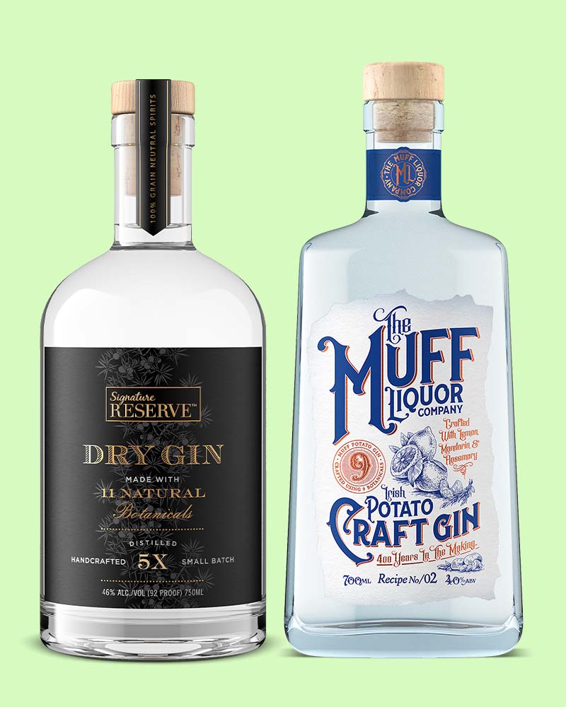 photorealistic 3D renders of craft gin bottles created by the team at Outshinery
