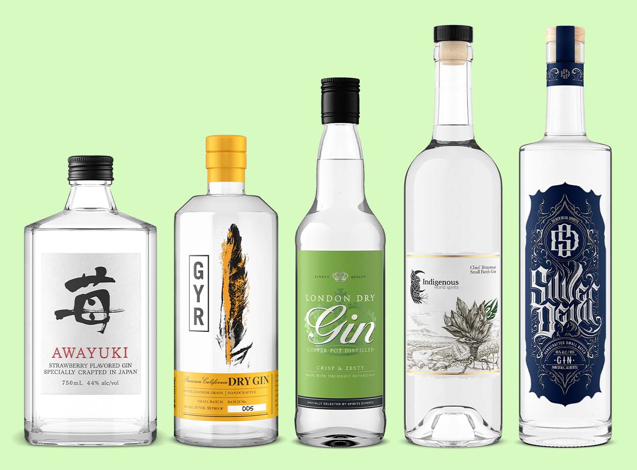 wide array of craft gins from Japan, California, England and Canada