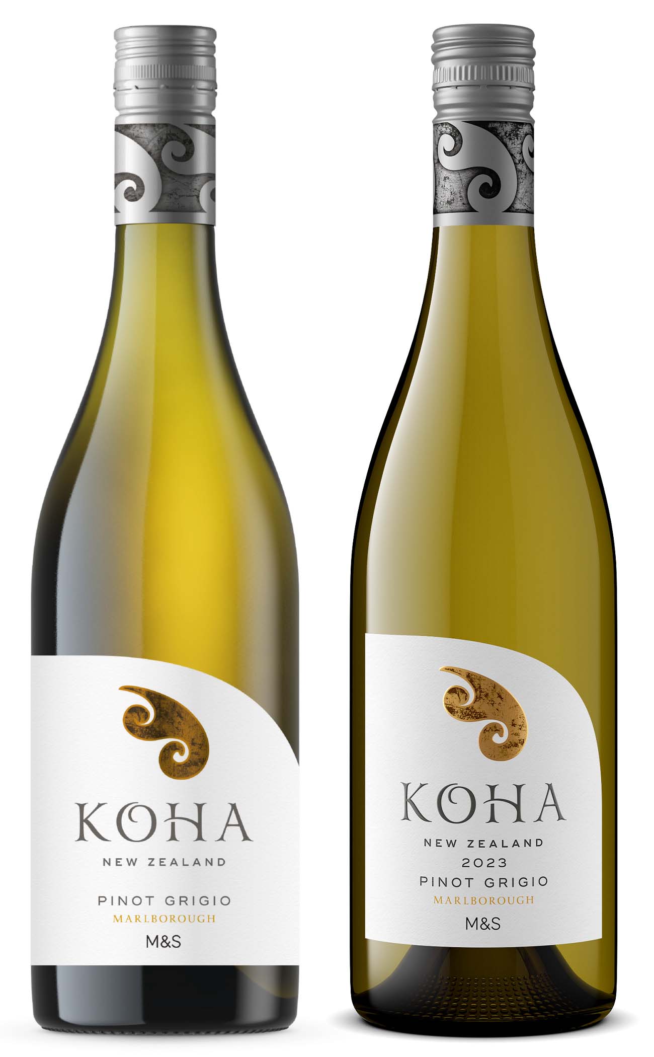 Left: 2D mockup bottle, right: 3D render by Outshinery