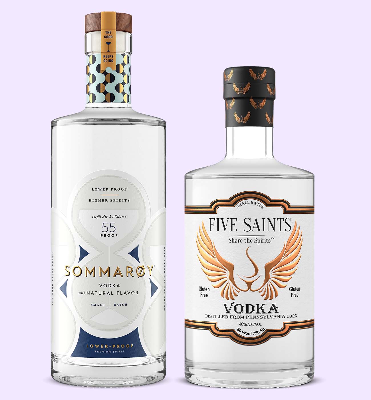 2 bottles of vodka meant for healthier drinking habits with a lower alcohol percentage and a gluten free option