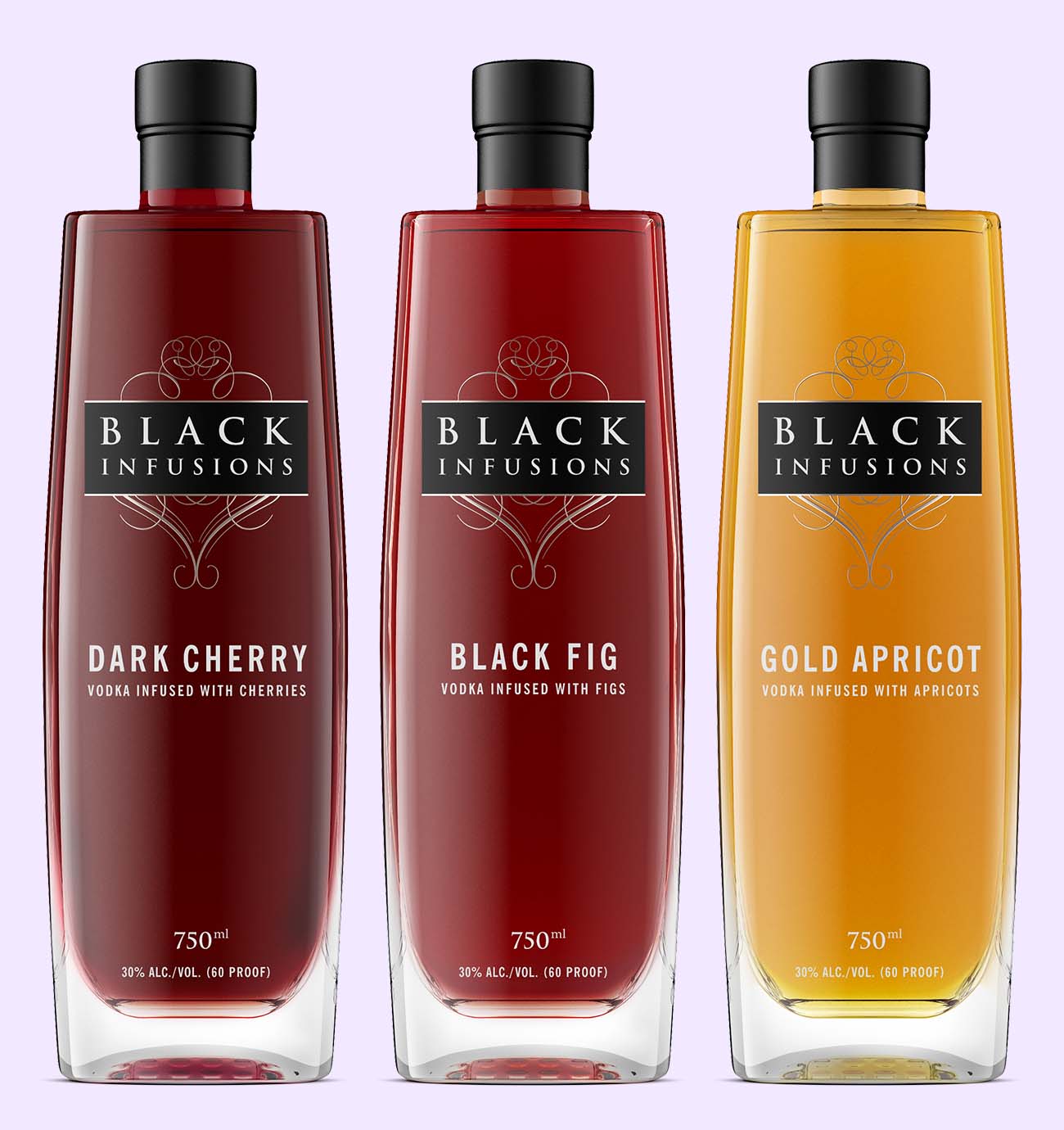 vodkas infused with surprising and premium ingredients using a silk printed label