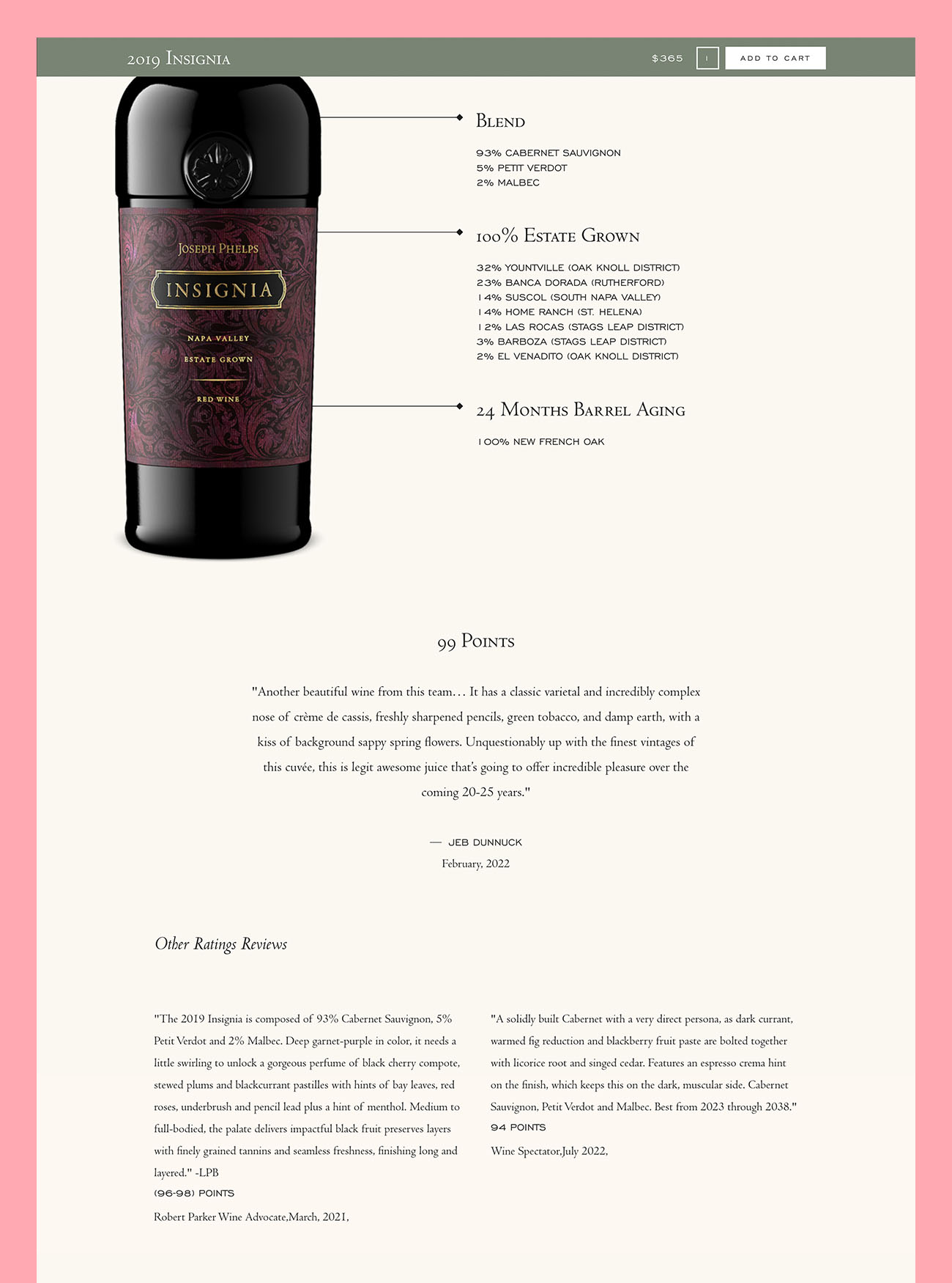 Insignia product page combining beautiful imagery and impactful copy