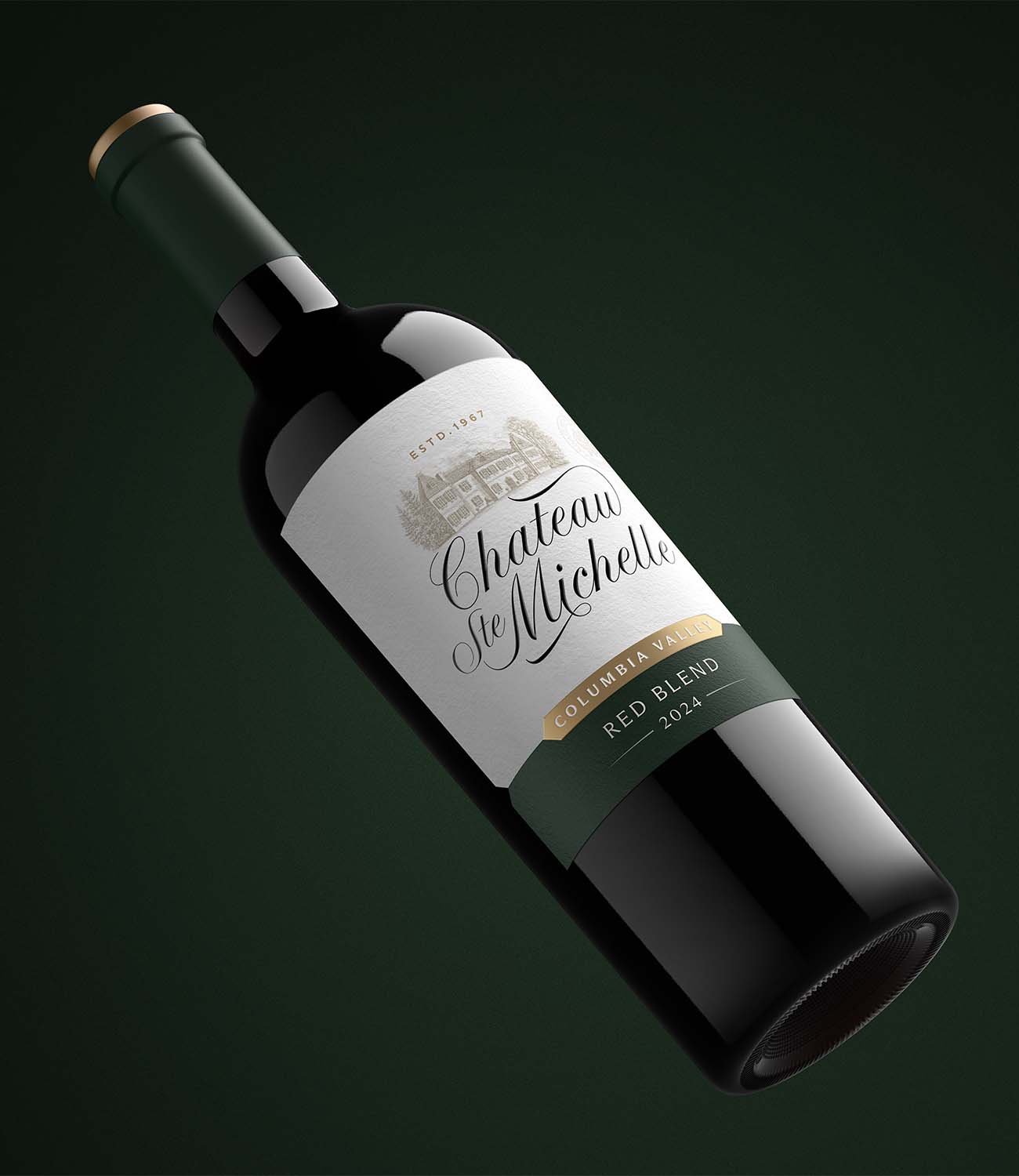 beautiful floating wine bottle of a red blend created entirely digitally by Outshinery Studio