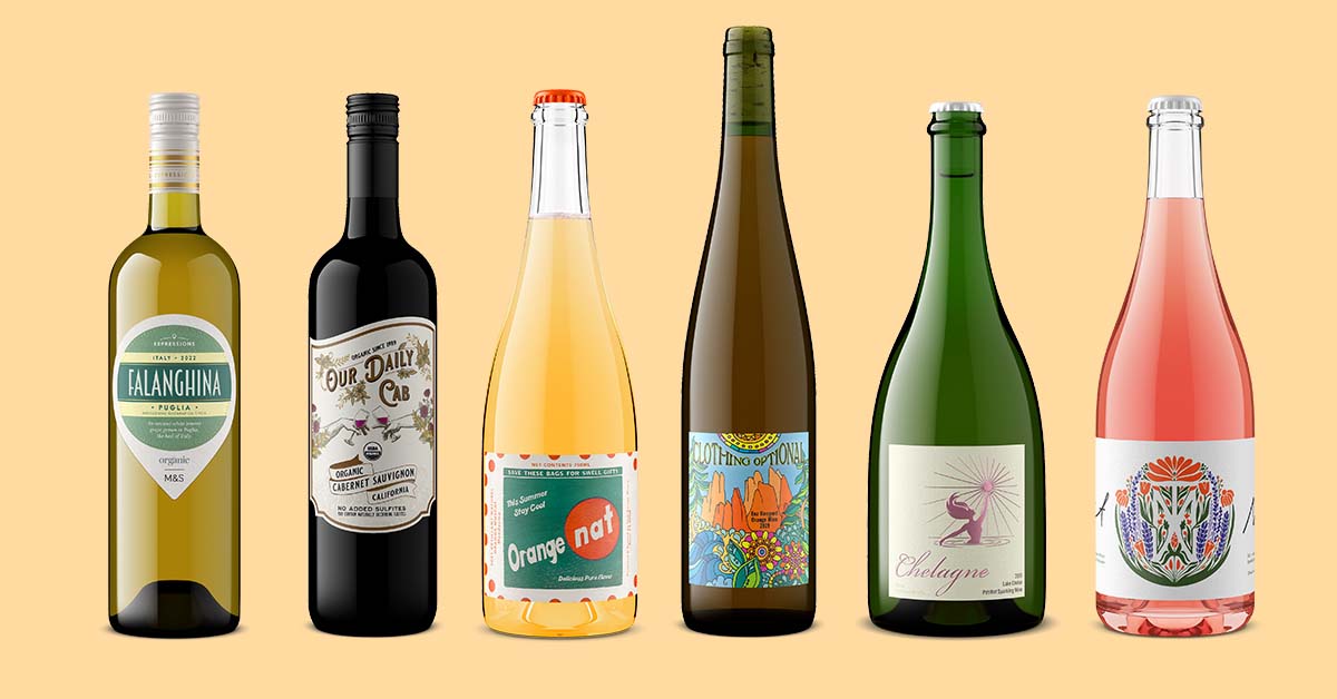 lineup of natural and organic wine bottles photographed by Outshinery using 3D software instead of a camera