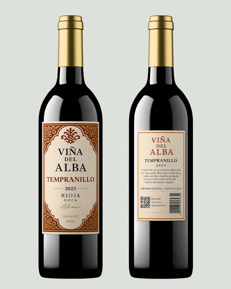 360 degrees label on a wine bottle created in 3D with Outshinery Lite