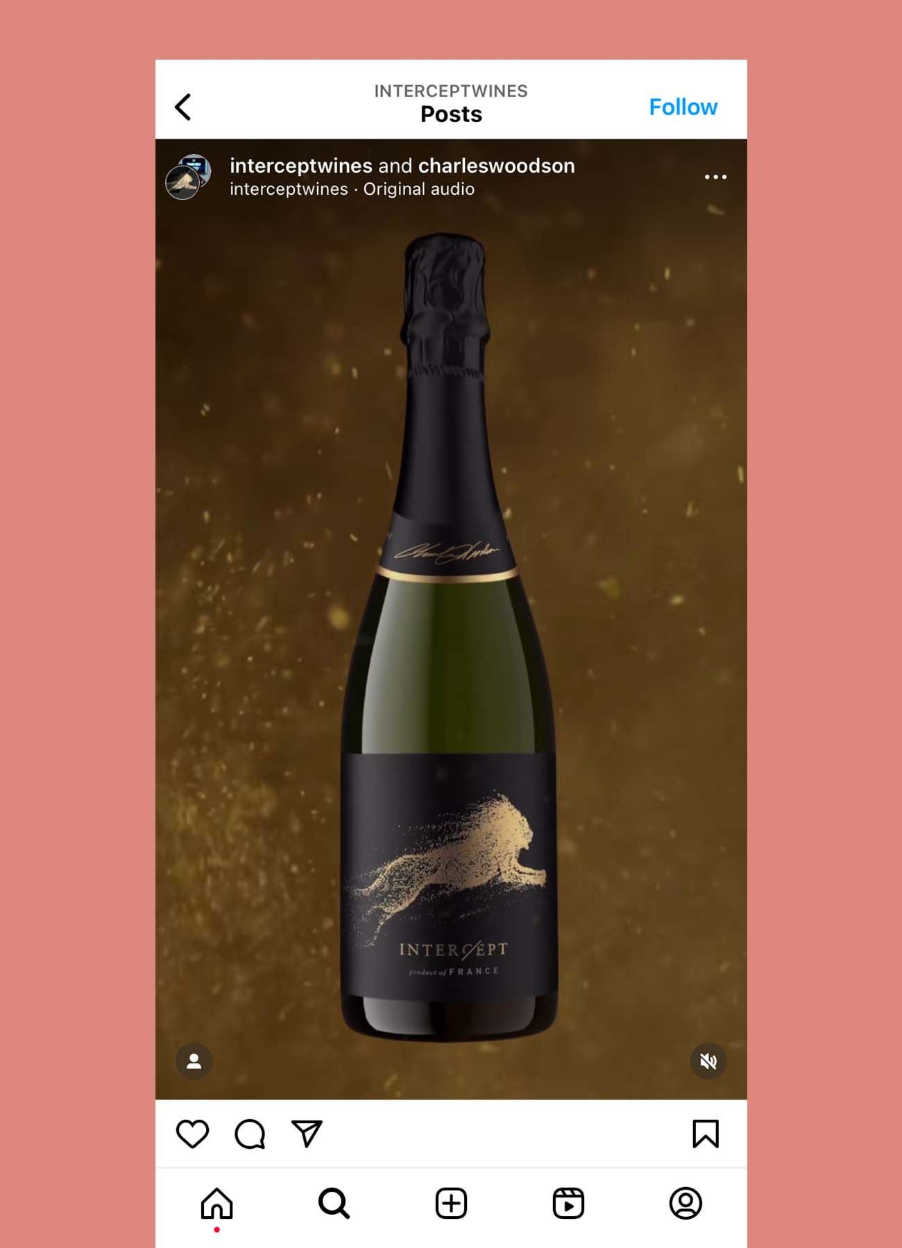 screenshot of an Instagram ad video featuring a premium French sparkling wine