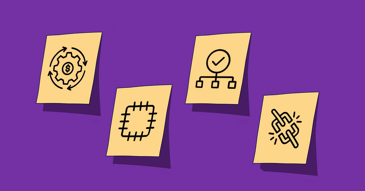 Conceptual illustration of four post-its representing the four tiers of beverage brand visual operations maturity.
