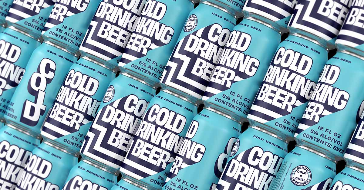 Repeating grid of teal beer cans rendered by Outshinery for a guide to beer bottle photography, cans, and kegs
