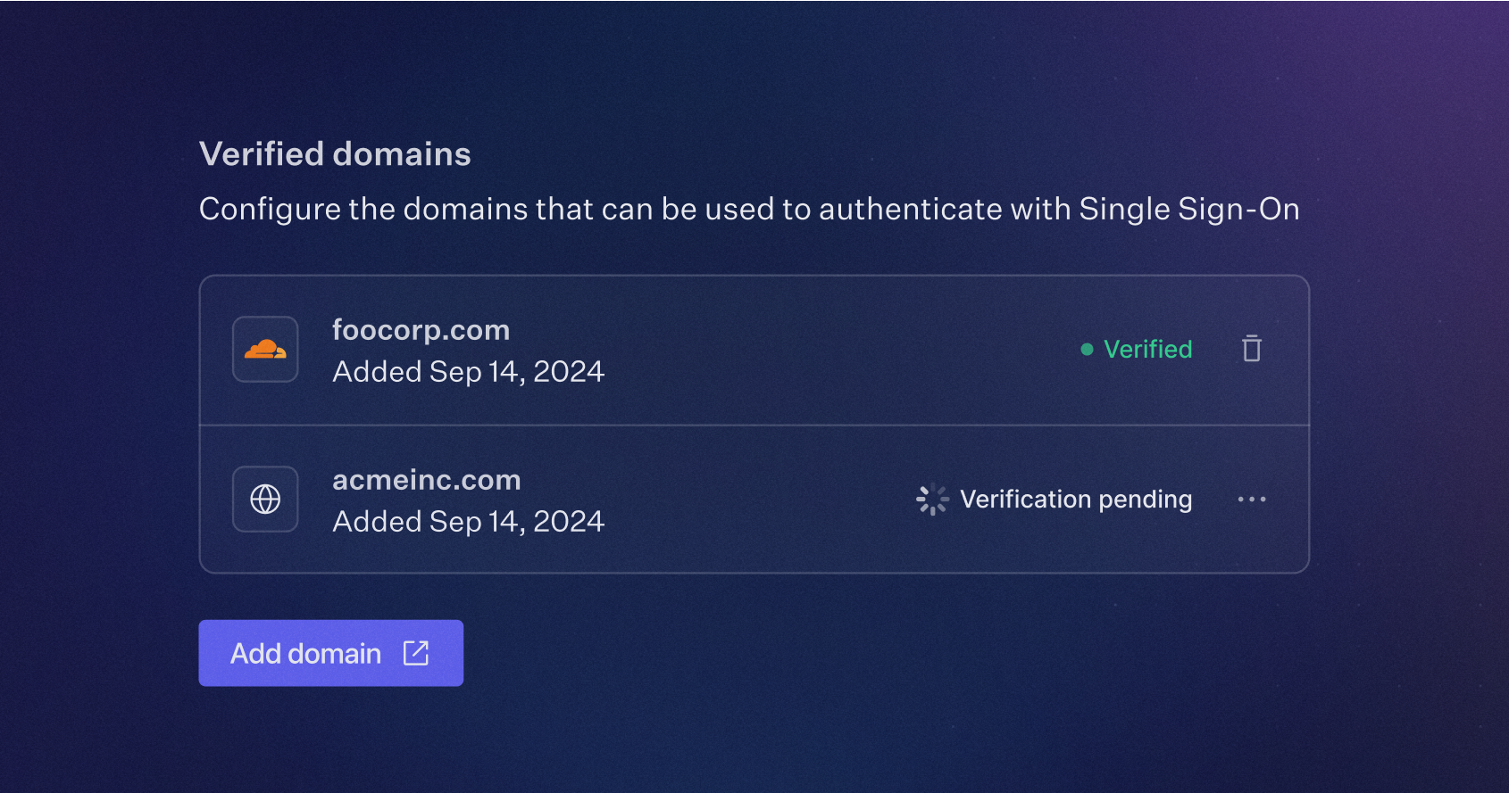 Domain Verification Widget