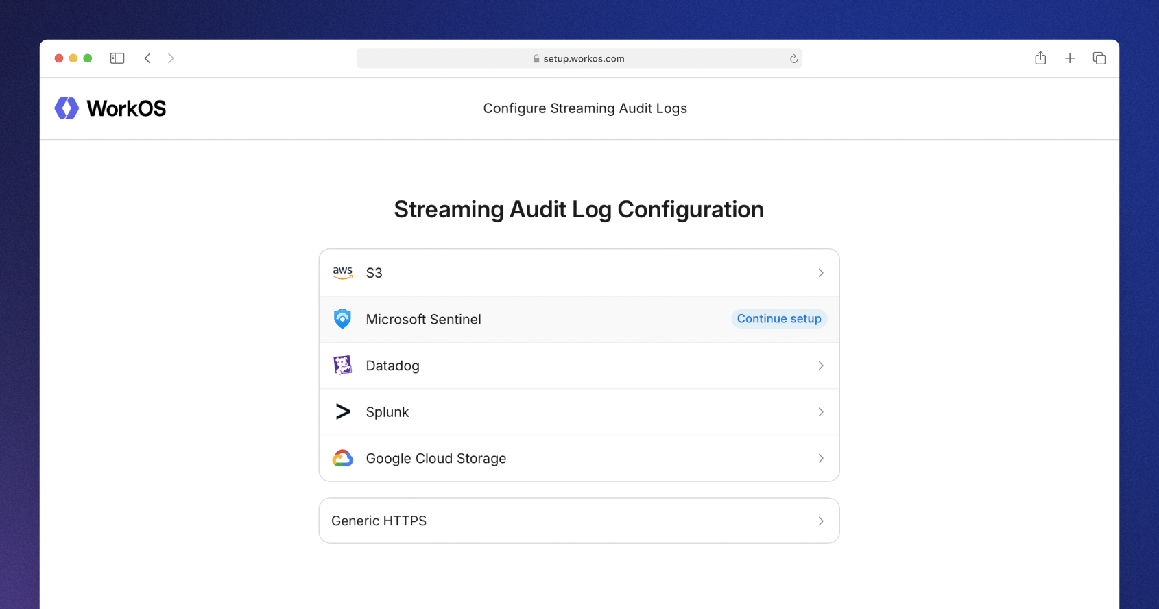 Microsoft Sentinel log streaming in Audit Logs
