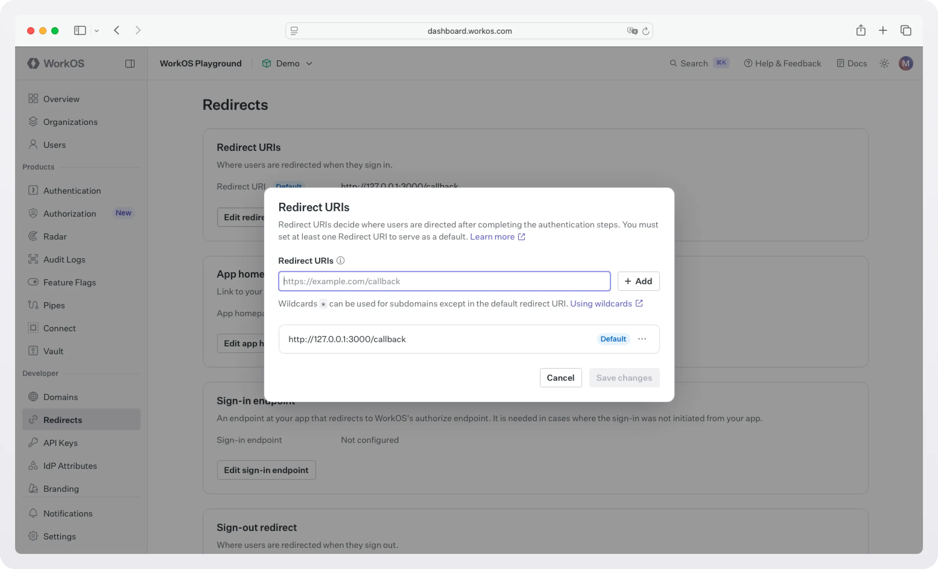 Screenshot of WorkOS dashboard