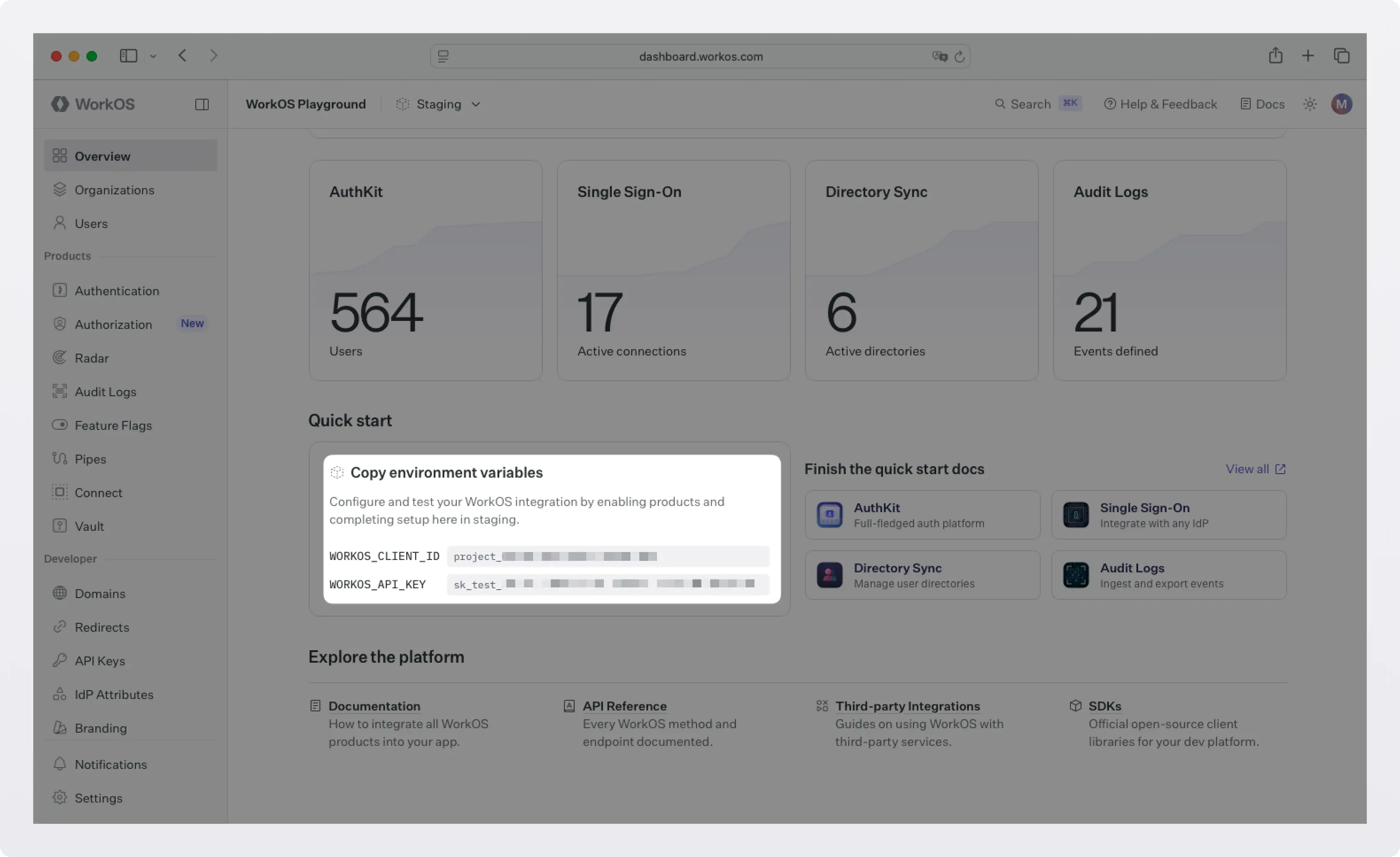 Screenshot of WorkOS dashboard