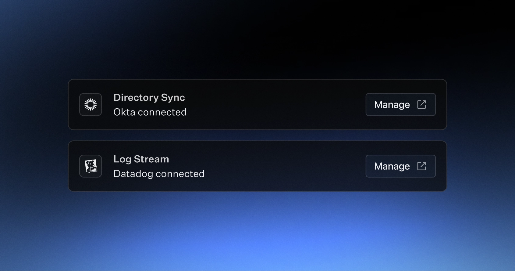 Directory Sync and Log Streaming Widgets