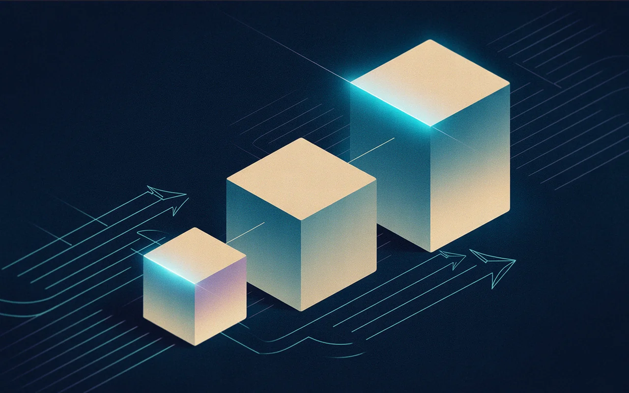 Three escalating cubes representing the Haiku → Sonnet → Opus model stack